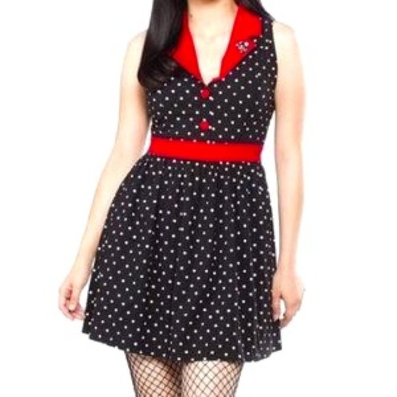Sourpuss Black and Red Polka Dot Mini Dress - Picture 1 of 13